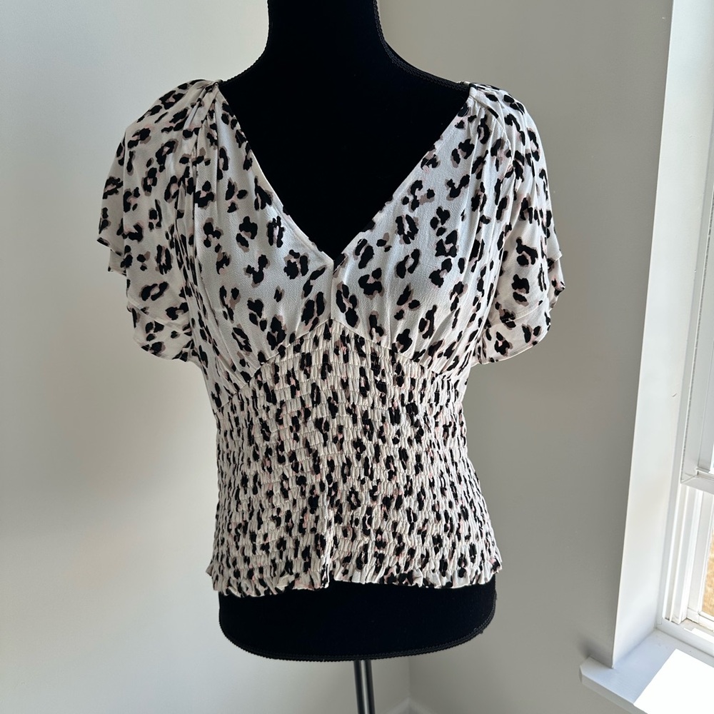 Women’s Express White Leopard Top